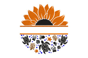 Sunflower & Sea Life Split Embroidery Design