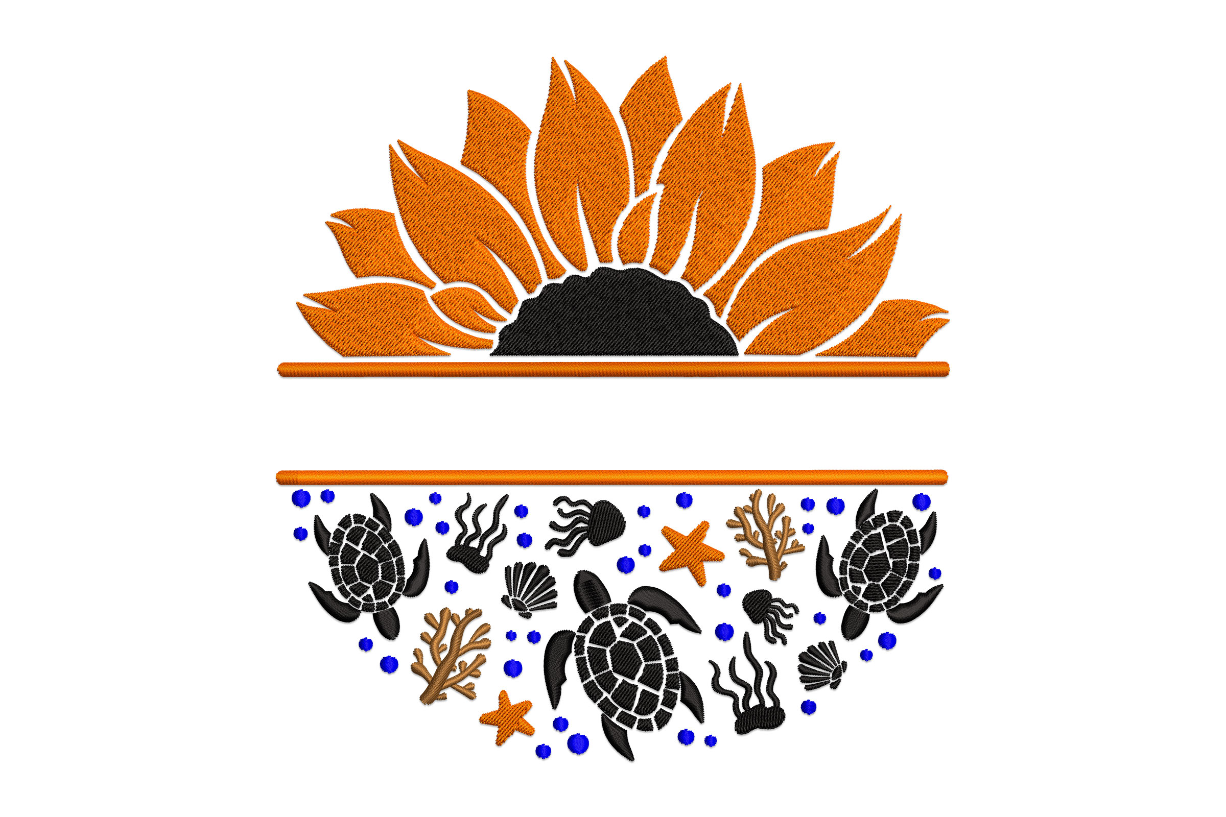 Sunflower & Sea Life Split Embroidery Design