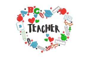 Teacher Heart Embroidery Design