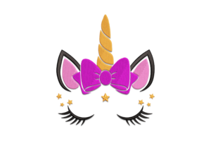 Unicorn Face Bow Embroidery Design