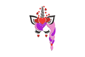 Unicorn Love Embroidery Design