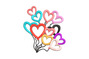 Heart Balloons Machine Embroidery Design