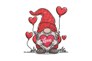 Valentine Gnome Embroidery Design