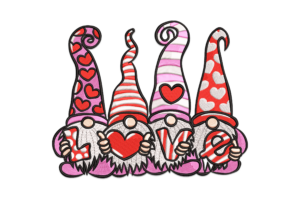 Valentine Gnome Love Embroidery Design