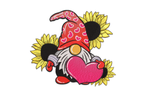 Valentine Gnome with Sunflowers Embroidery Design