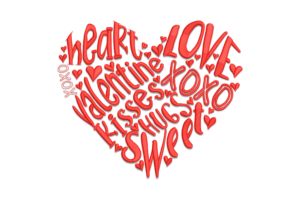 Valentine Word Art Embroidery Design File