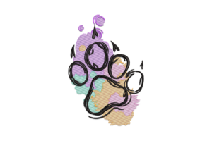 Watercolor Paw Print Embroidery Design
