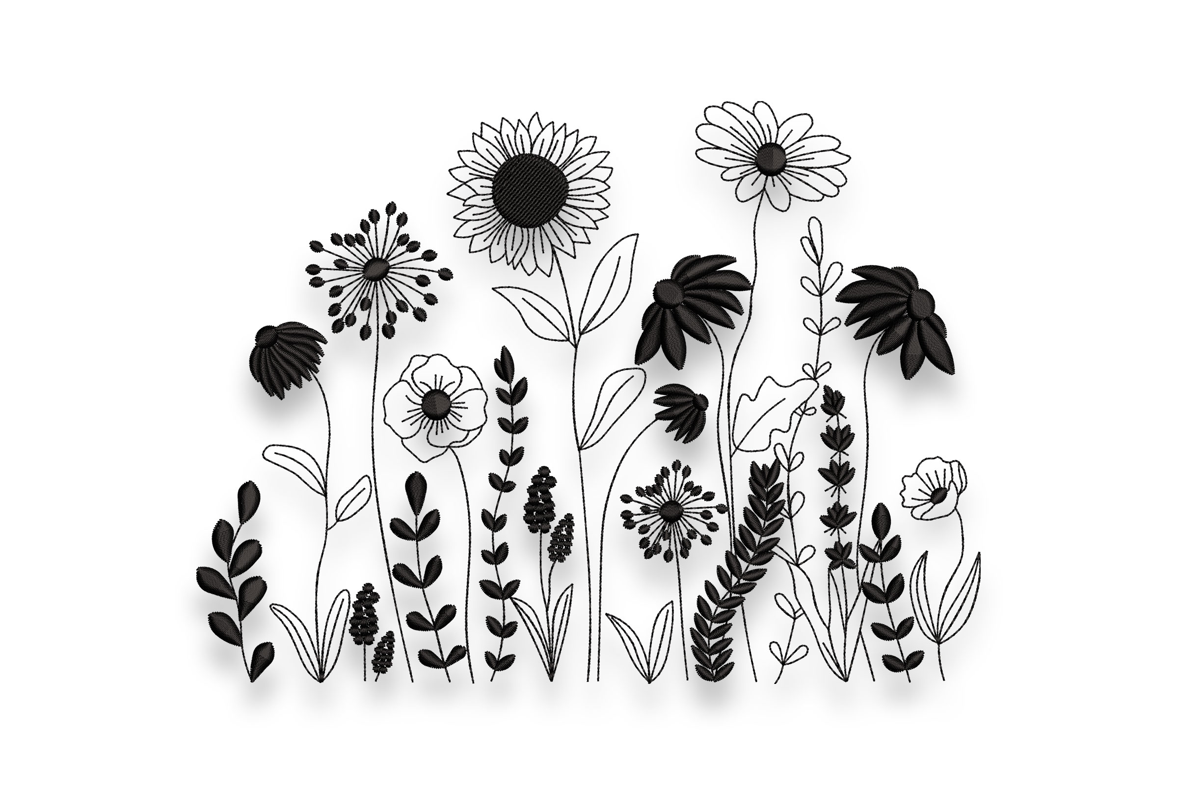 Wildflower Garden Machine Embroidery Design