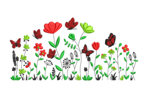 Wildflower Garden with Butterflies Embroidery Design
