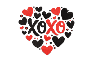 XOXO Heart Valentine Embroidery Design