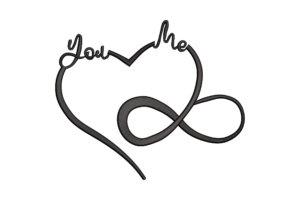You & Me Infinity Heart Embroidery Design