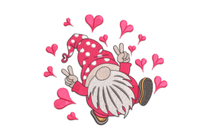 Valentine Gnome Embroidery Design