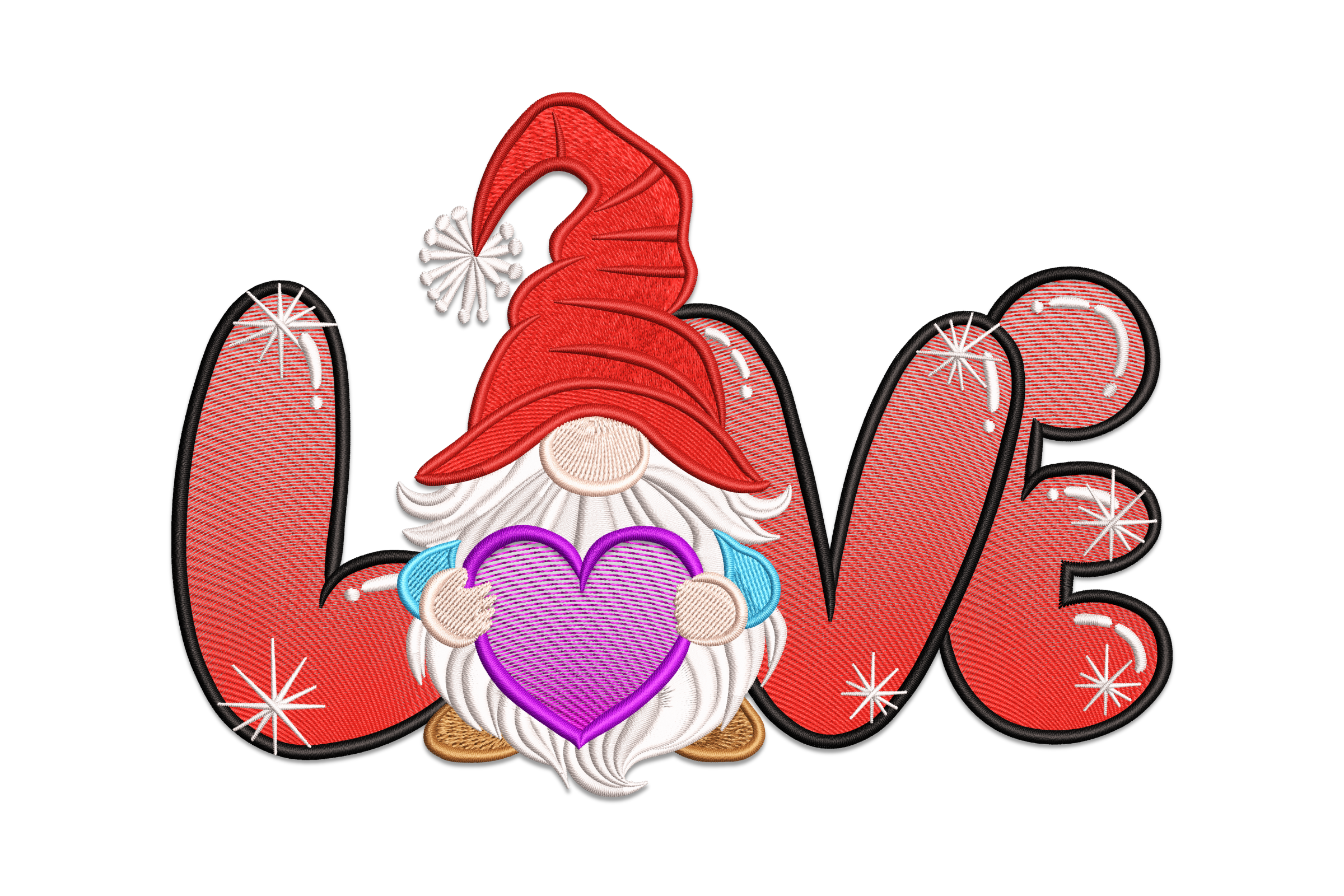 Valentine Gnome Love Embroidery Design