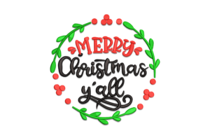 Merry Christmas Y’all Embroidery Design