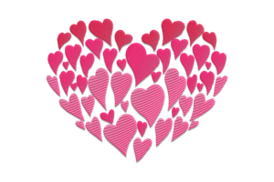 Heart Cluster Embroidery Design File