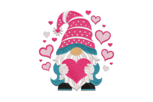 Valentine Gnome Embroidery Design