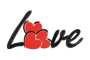 Love with Hearts Embroidery Design