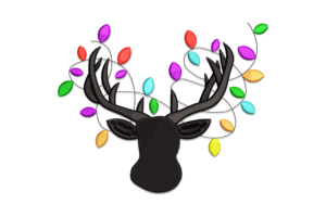 Christmas Lights Deer Machine Embroidery Design
