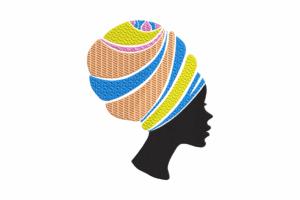 African Woman Headwrap Silhouette Embroidery Design