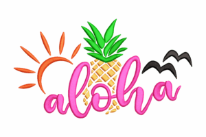 Aloha Pineapple Embroidery Design