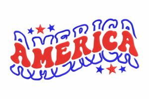 America Wavy Lettering Embroidery Design
