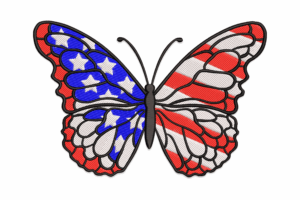 American Flag Butterfly Embroidery Design