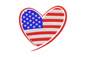 American Flag Heart Embroidery Design