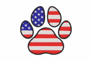American Flag Paw Print Embroidery Design
