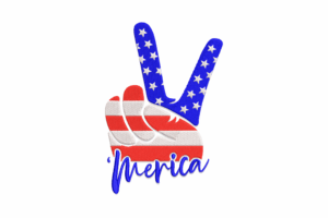 American Flag Peace Hand Embroidery Design