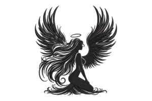 Angel Wing Silhouette Embroidery Design