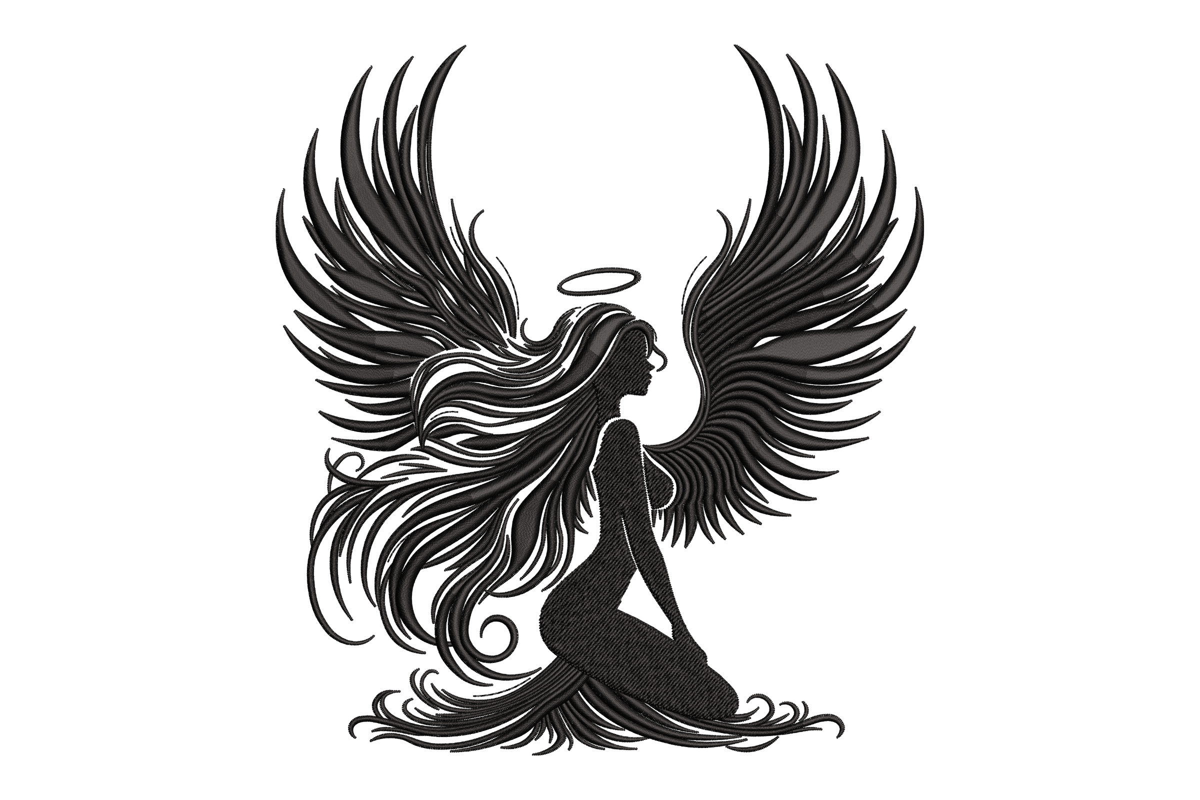 Angel Wing Silhouette Embroidery Design