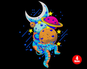 Astronaut with Planets and Stars Embroidery Design