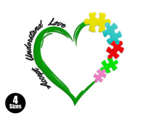 Autism Awareness Heart Puzzle Embroidery Design