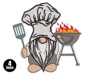 BBQ Gnome Chef Embroidery Design