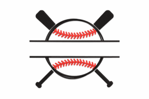 Baseball Bats and Ball Split Monogram Embroidery Design
