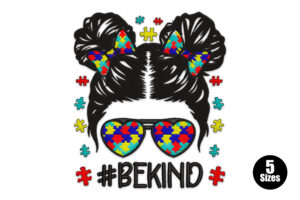 Be Kind Puzzle Piece Girl Embroidery Design