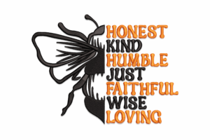 Bee Positive Qualities Embroidery Design
