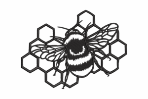 Bee with Honeycomb Embroidery Design