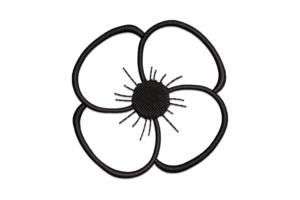 Black Line Art Flower Embroidery Design