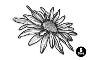 Blackwork Daisy Flower Embroidery Design