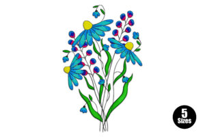 Blue Daisy Bouquet Embroidery Design