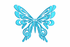 Blue Swirl Butterfly Embroidery Design