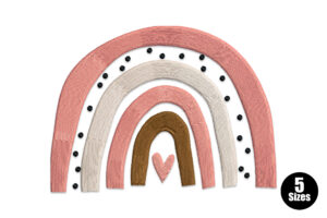 Boho Rainbow with Heart Embroidery Design