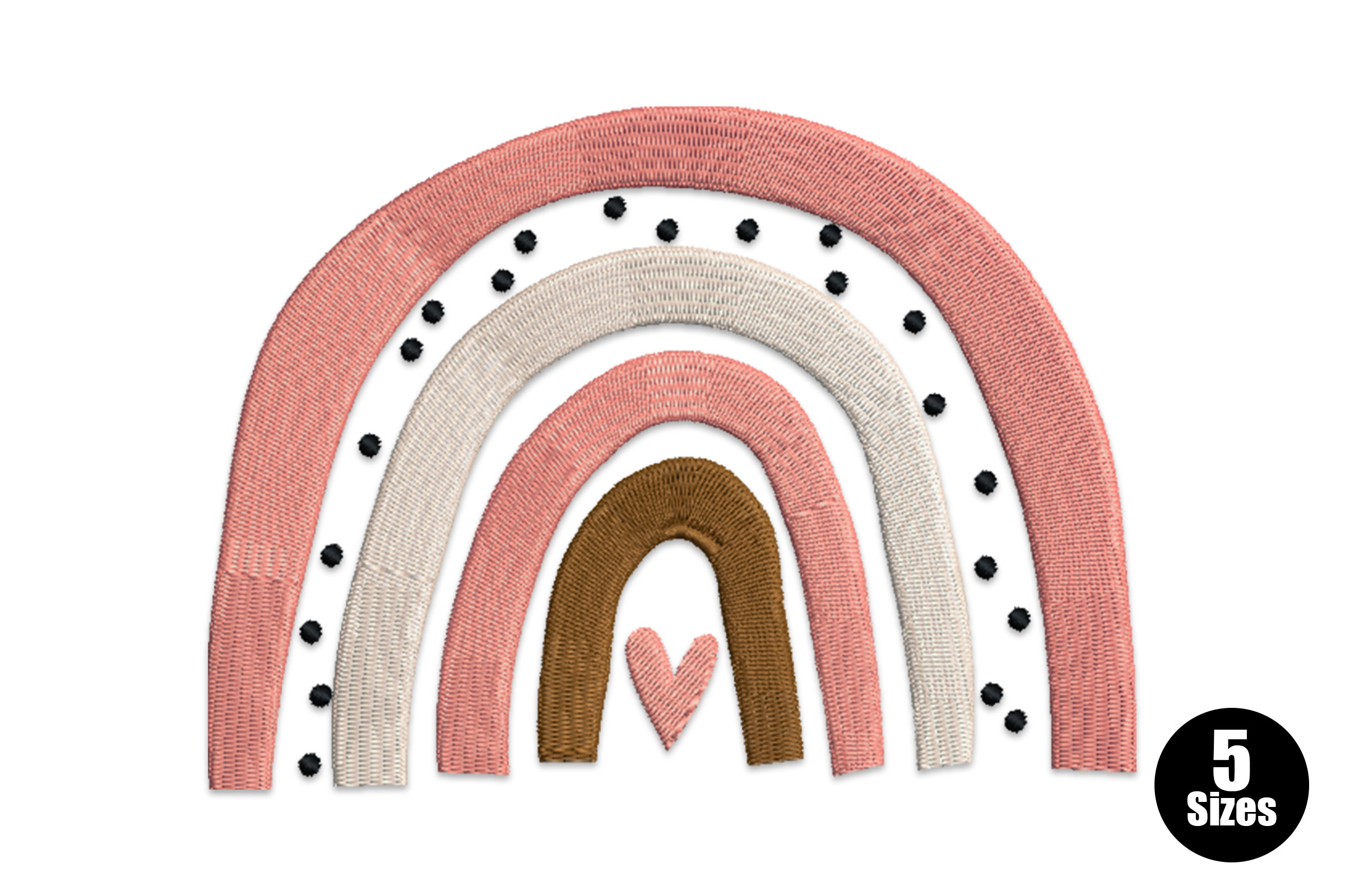 Boho Rainbow with Heart Embroidery Design