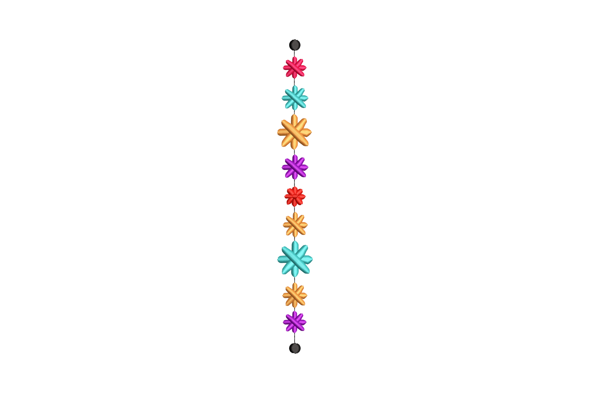 Boho Vertical Flower Chain Embroidery Design