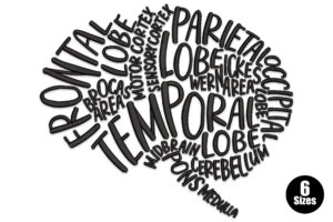 Brain Word Art Embroidery Design