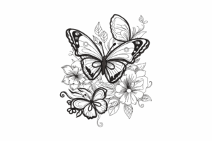 Butterflies and Blooms Embroidery Design