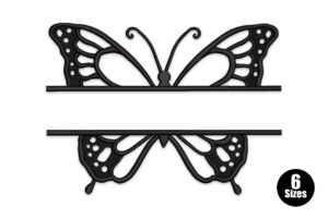 Butterfly Split Monogram Frame Embroidery Design