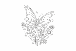 Butterfly and Daisy Garden Embroidery Design