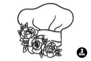 Chef Hat with Roses Embroidery Design